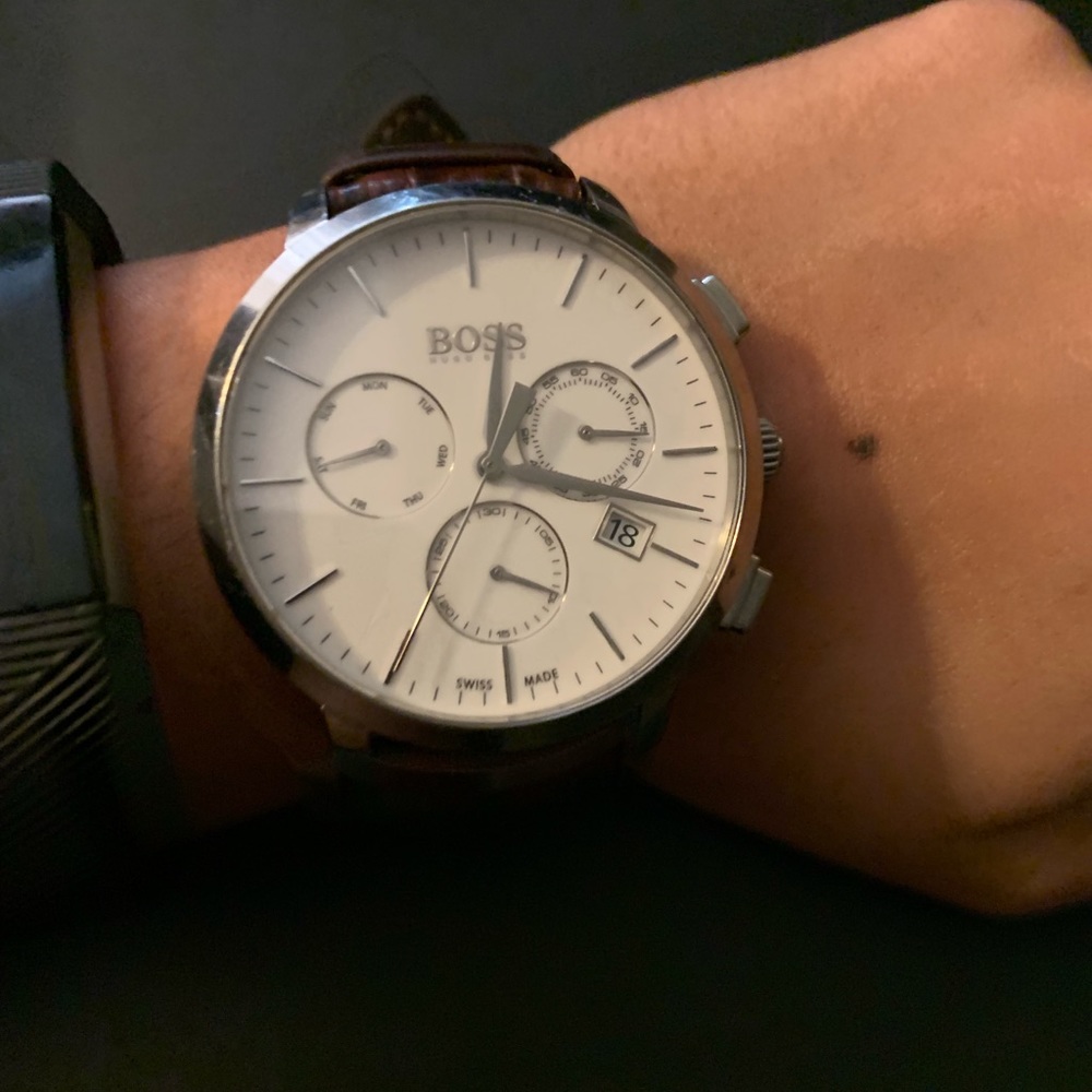 Hugo Boss Adjustable Watch (Brown and Silver)